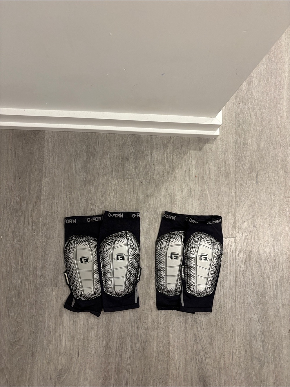 2 Pairs of G-Form Elite Knee/Shin Guards in Black and Silver
